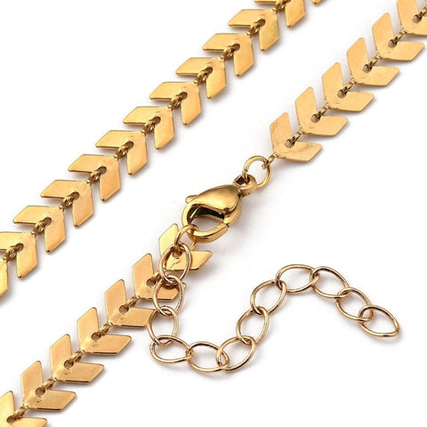 BeadsBalzar Beads & Crafts (SN8252-G) 304 Stainless Steel Cobs Chain Necklaces, Brass Curb Chain Extender, Golden (35cm)