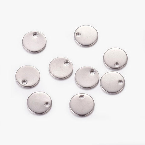 BeadsBalzar Beads & Crafts (SP6105A) 304 Stainless Steel Blank Stamping Tag Pendants, Flat Round, 8mm diameter, (20 PCS)