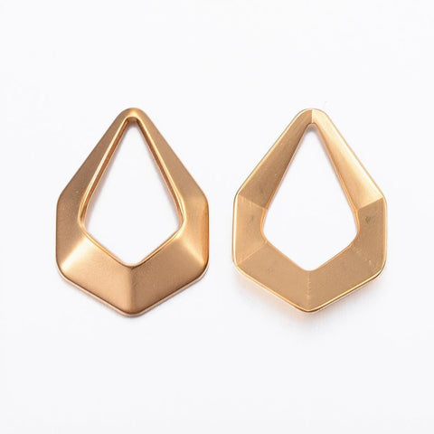 BeadsBalzar Beads & Crafts (SP6374A) 304 Stainless Steel Pendants, Drop, Golden Size: about 21mm long, 15mm wide (4 PCS)