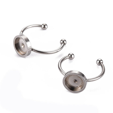 BeadsBalzar Beads & Crafts (SR7981S) 304 Stainless Steel Cuff Pad Ring Settings, 18mm (2 PCS)