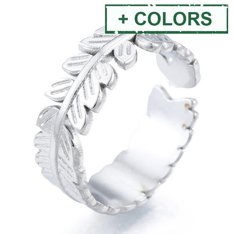 BeadsBalzar Beads & Crafts (SR8683-X) 304 Stainless Steel Leaf Cuff Rings, Open Ring 16.5mm (1 PC)
