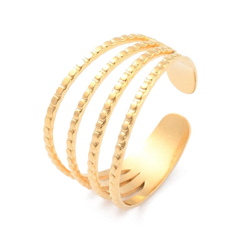 BeadsBalzar Beads & Crafts (SR8689-30G) Ion Plating(IP) 304 Stainless Steel Wide Open Cuff Ring, Golden 17.3mm (1 PC)