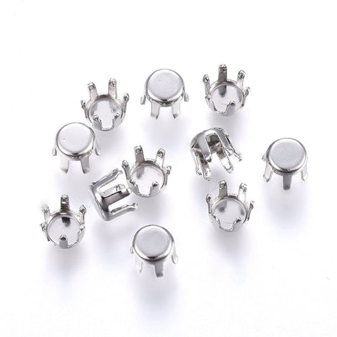 BeadsBalzar Beads & Crafts (SS6153A) 304 Stainless Steel Rhinestone Claw Settings, Steel Color 10mm fit for 9mm rhinestone. (20 PCS)