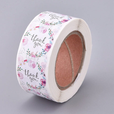 BeadsBalzar Beads & Crafts (ST7045B) Thank You Stickers, Adhesive Roll Sticker Labels, , Colorful 25mm