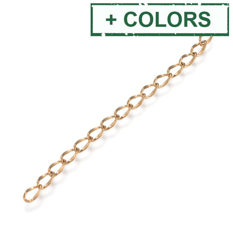 BeadsBalzar Beads & Crafts (ST7520B) 304 Stainless Steel Chain Extender, Dapped Curb Chain, 45~52mm (10 PCS)
