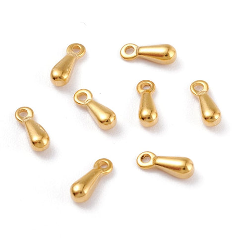 BeadsBalzar Beads & Crafts (ST7938-16G) 304 Stainless Steel Chain Extender Teardrop, Golden 2.5x7.5mm (10 PCS)