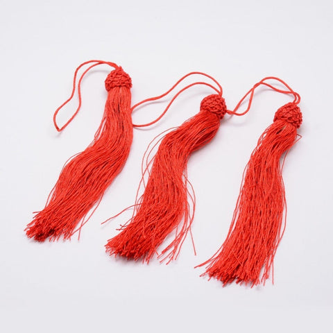 BeadsBalzar Beads & Crafts (TA7740-07) Nylon Thread Tassels Decorations, Red 20Cm long (3 PCS)