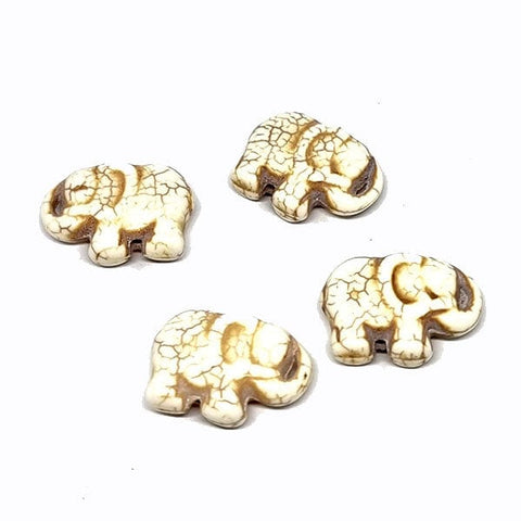 BeadsBalzar Beads & Crafts (TE7509) Synthetical Turquoise, Elephant, White 16x21mm (8 PCS)