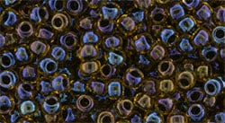 BeadsBalzar Beads & Crafts (TR-08-245) TOHO - Round 8/0 : Inside-Color Rainbow Jonquil/Jet-Lined (25 GMS)