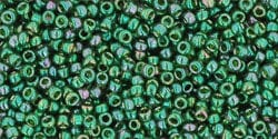 BeadsBalzar Beads & Crafts (TR-15-322) TOHO - Round 15/0 : Gold-Lustered Emerald (2.5" TUBE)