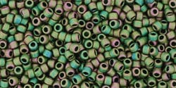 BeadsBalzar Beads & Crafts (TR-15-707) TOHO - Round 15/0 : Matte-Color Iris - Peridot (2.5" TUBE)