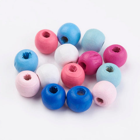 BeadsBalzar Beads & Crafts (WB6919A) Natural Wood Beads, Dyed, Round, Mixed Color 10mm (30 GMS)