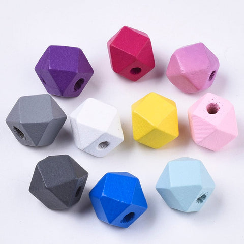 BeadsBalzar Beads & Crafts (WB7046A) Spray Painted Natural Wooden Beads, Polygon, Mixed 12mm (20 PCS)