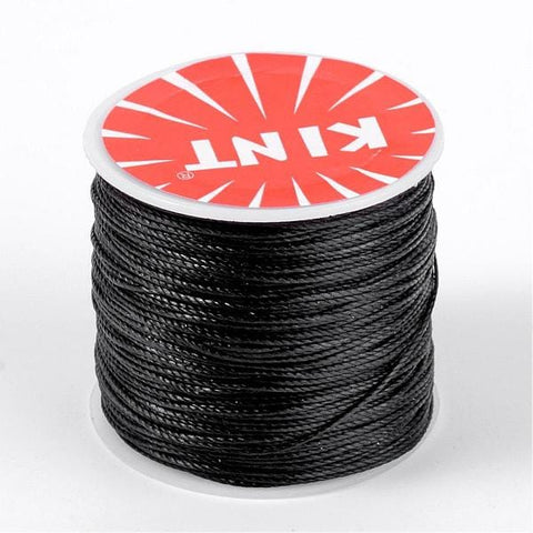 BeadsBalzar Beads & Crafts (WC7043-20) BLACK (WC7043-X) Round Waxed Polyester Cords, 0.5mm (106METS)