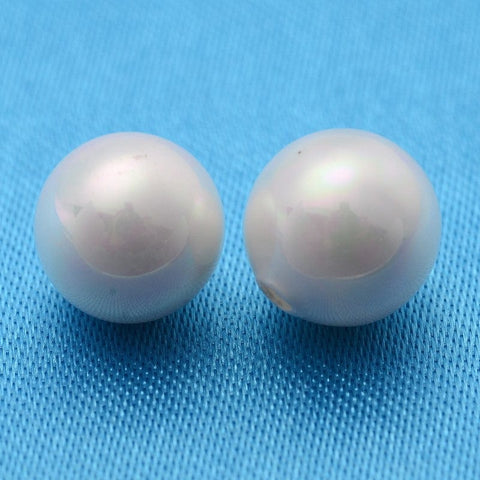 BeadsBalzar Beads & Crafts WHITE (SB3011D) (SB3011-X) Shell Beads, Imitation Pearl Bead, Grade A, 8mm, half drilled hole: 1mm. (4 PCS)