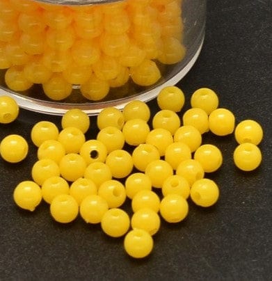 BeadsBalzar Beads & Crafts YELLOW (AB8547-04) (AB8547-X) Round Opaque Acrylic Spacer Beads, 4mm (10 GMS / +-300 PCS)
