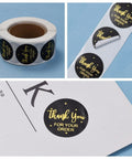 BLACK 1 Inch Thank You Adhesive Label Stickers, Decorative Sealing Stickers, for Christmas Gifts, Wedding, Party, 25mm 1 Inch Thank You Adhesive Label Stickers, Decorative Sealing Stickers, for Christmas Gifts, Wedding, Party, 25mm