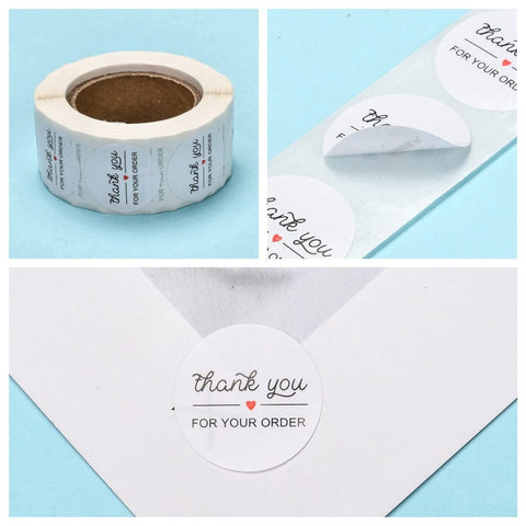 WHITE 1 Inch Thank You Adhesive Label Stickers, Decorative Sealing Stickers, for Christmas Gifts, Wedding, Party, 25mm 1 Inch Thank You Adhesive Label Stickers, Decorative Sealing Stickers, for Christmas Gifts, Wedding, Party, 25mm