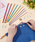 1 Set Aluminum Tunisian Crochet Hooks, with 1 Set Stitch Markers 1 Set Aluminum Tunisian Crochet Hooks, with 1 Set Stitch Markers