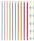 1 Set Aluminum Tunisian Crochet Hooks, with 1 Set Stitch Markers 1 Set Aluminum Tunisian Crochet Hooks, with 1 Set Stitch Markers