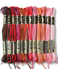 RED 12 Skeins 6 Colors 6-Ply Polyester Embroidery Floss, Cross Stitch Threads, Segment dyed 12 Skeins 6 Colors 6-Ply Polyester Embroidery Floss – Premium Cross Stitch Threads for Needlework, DIY Crafts 