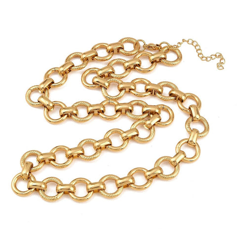 13MM 304 Stainless Steel Ring Link Chain Necklaces, Ion Plated, Golden, 17.72 inch(45cm) 13MM 304 Stainless Steel Ring Link Chain Necklaces, Ion Plated, Golden, 17.72 inch(45cm)
