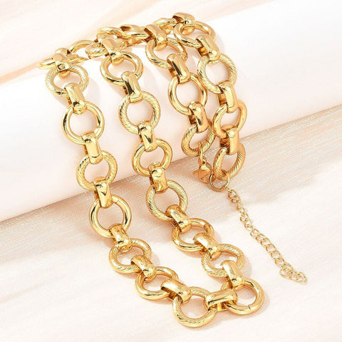 13MM 304 Stainless Steel Ring Link Chain Necklaces, Ion Plated, Golden, 17.72 inch(45cm) 13MM 304 Stainless Steel Ring Link Chain Necklaces, Ion Plated, Golden, 17.72 inch(45cm)