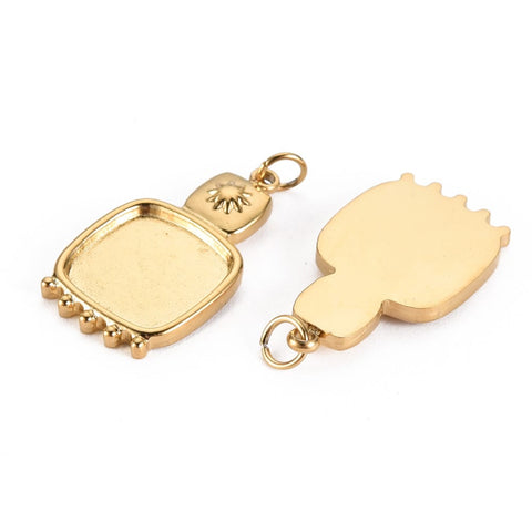 14K Gold-Plated Stainless Steel Square Cabochon Pendant Setting – 10mm 14K Gold Square Cabochon Setting 10mm | BalzarCrafts