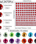 15-sheet Self-Adhesive Acrylic Rhinestone Sticker Sheet – Mixed Colours 15-Piece Acrylic Rhinestone Sticker Set | BalzarCrafts