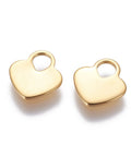 15pcs. 304 Stainless Steel Charms, Heart, 10mm 15pcs. 304 Stainless Steel Charms, Heart, 10mm
