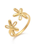 18K Gold Ion-Plated 304 Stainless Steel Flower Cuff Ring 18K Gold Ion-Plated 304 Stainless Steel Flower Cuff Ring
