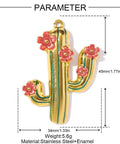18K Gold-Plated 304 Stainless Steel Green Enamel Cactus Pendant – 45 × 34mm 18K Gold-Plated Green Enamel Cactus Pendant 45mm