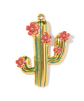 18K Gold-Plated 304 Stainless Steel Green Enamel Cactus Pendant – 45 × 34mm 18K Gold-Plated Green Enamel Cactus Pendant 45mm