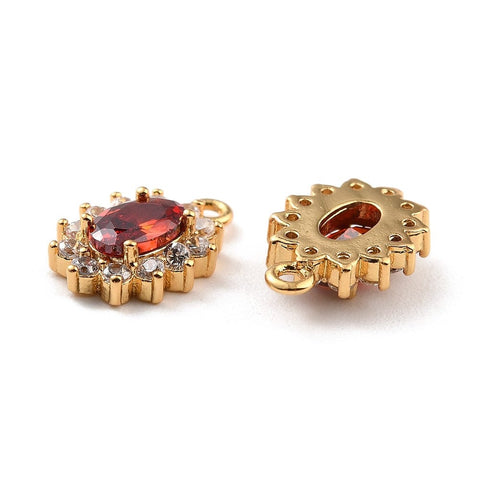 FIREBRICK 18K Gold Plated Brass Micro Pave Cubic Zirconia Charms, Oval, 12x8x3mm 18K Gold Plated Brass Micro Pave Cubic Zirconia Charms, Oval, 12x8x3mm
