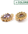 18K Gold Plated Brass Micro Pave Cubic Zirconia Charms, Oval, 12x8x3mm 18K Gold Plated Brass Micro Pave Cubic Zirconia Charms, Oval, 12x8x3mm