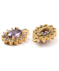 THISTLE 18K Gold Plated Brass Micro Pave Cubic Zirconia Charms, Oval, 12x8x3mm 18K Gold Plated Brass Micro Pave Cubic Zirconia Charms, Oval, 12x8x3mm