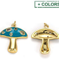 18K Gold Plated Brass Mushroom Pendant with Micro Pave Cubic Zirconia, 28x25mm 18K Gold Plated Brass Mushroom Pendant with Micro Pave Cubic Zirconia, 28x25mm