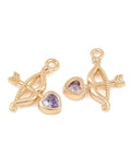 18K Gold Plated Brass Pave Cubic Zirconia Bow & Arrow Pendant – Lilac CZ Charm 18K Gold Plated Brass Pave Cubic Zirconia Bow & Arrow Pendant – Lilac CZ Charm for Jewelry Making