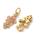 18K Gold Plated Micro Pave CZ Flower Pendant with Enamel – Brass Charm 18K Gold Plated Micro Pave CZ Flower Pendant with Enamel – Brass Charm