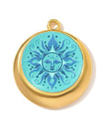 18K Gold Plated Stainless Steel Sun Pendant – Deep Sky Blue Round Charm, Mirror Polished, Ion Plated 18K Gold Plated Stainless Steel Sun Pendant – Deep Sky Blue Round Charm, Mirror Polished, Ion Plated