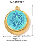 18K Gold Plated Stainless Steel Sun Pendant – Deep Sky Blue Round Charm, Mirror Polished, Ion Plated 18K Gold Plated Stainless Steel Sun Pendant – Deep Sky Blue Round Charm, Mirror Polished, Ion Plated
