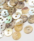 2-Hole Flat Round Mother of Pearl Buttons, Akoya Shell Button, Tan 2-Hole Flat Round Mother of Pearl Buttons, Akoya Shell Button, Tan