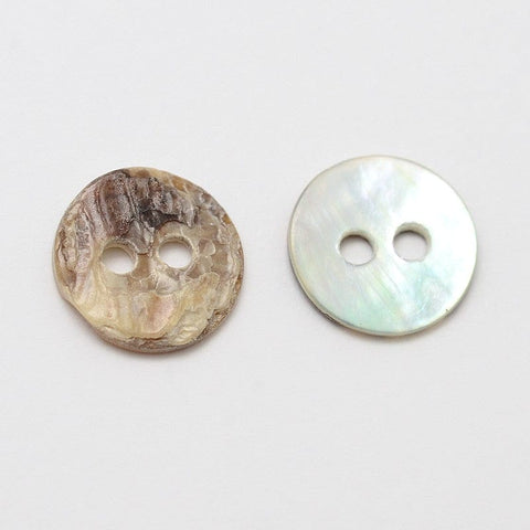 9X1MM ROUND 2-Hole Flat Round Mother of Pearl Buttons, Akoya Shell Button, Tan 2-Hole Flat Round Mother of Pearl Buttons, Akoya Shell Button, Tan