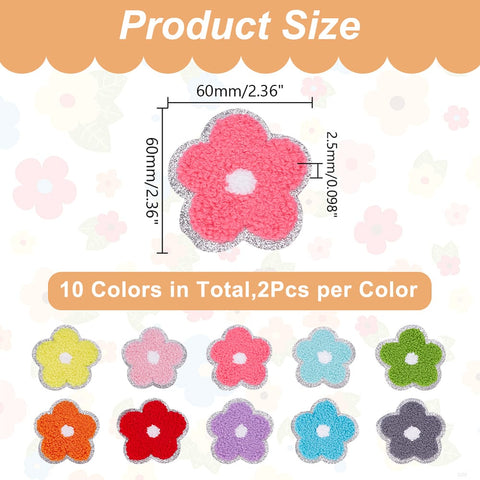 20Pcs flower Adhesive Embroidery Patches – 10 Colors 20Pcs flower Adhesive Embroidery Patches – 10 Colors