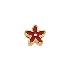 24KT.GOLD PLATED / RED Alloy Flower Slider Charm 10mm Alloy Flower Slider Charm 10mm