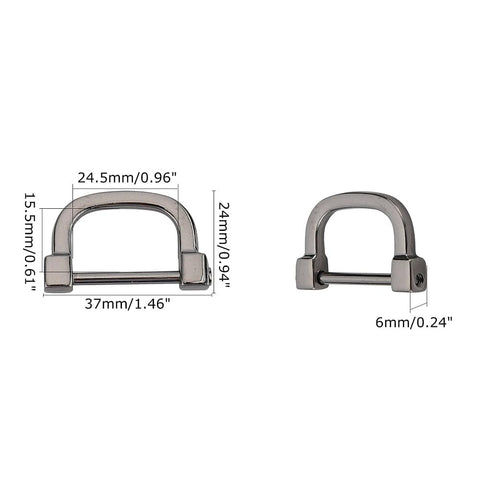 24x37x5mm Alloy D Rings, Buckle Clasps for Bags, Gun Metal Alloy D Rings, Buckle Clasps for Bags, Gun Metal