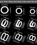 270Pcs 9 Style Plastic Underwear Strap Adjustment Buckles, Bra Slider Hoop, White 270Pcs 9 Style Plastic Underwear Strap Adjustment Buckles, Bra Slider Hoop, White