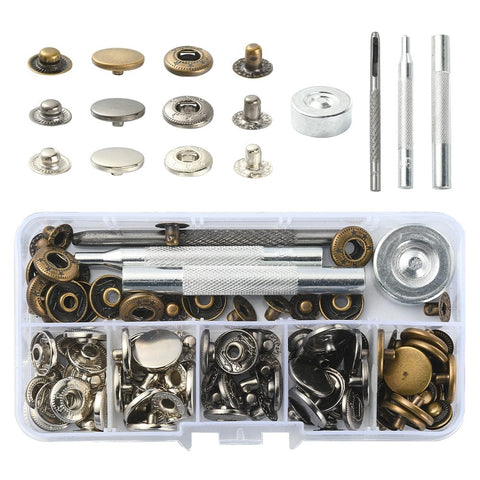 Color Snap Kit 30 Sets 3 Colors Brass Snap Button Kits, with tools – Balzar Crafts Store