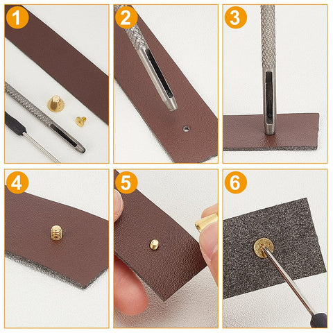 30 Sets Barrel Riveted Spikes Studs with Screwdriver and Hole Punch Tool 30 Sets Barrel Riveted Spikes Studs with Screwdriver and Hole Punch Tool