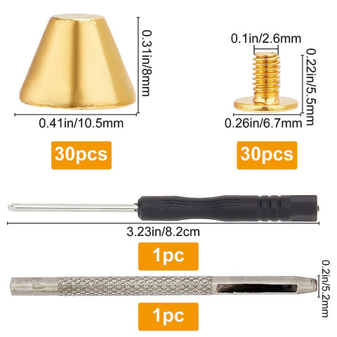 30 Sets Barrel Riveted Spikes Studs with Screwdriver and Hole Punch Tool 30 Sets Barrel Riveted Spikes Studs with Screwdriver and Hole Punch Tool
